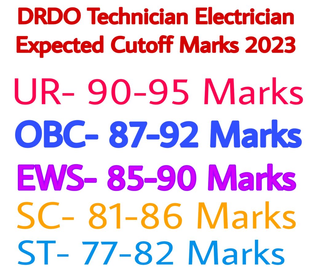 DRDO Technician Electrician Expected Cutoff Marks 2023