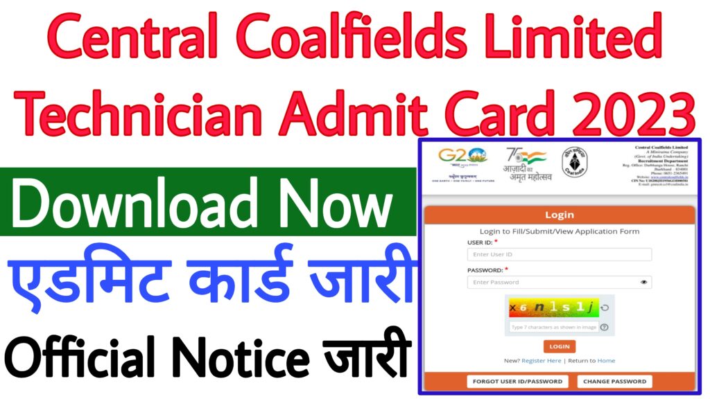 Central Coalfields Limited Technician Admit Card 2023