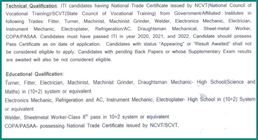 HAL Apprentice Qualification Details 