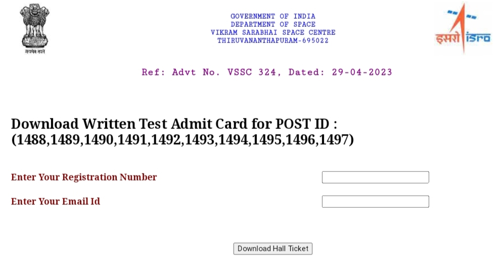 ISRO VSSC Technician B Admit Card 2023 Download