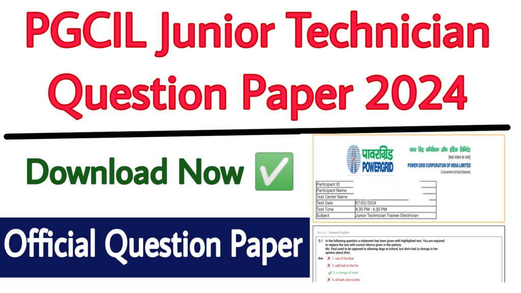 PGCIL Junior Technician Question Paper 2024