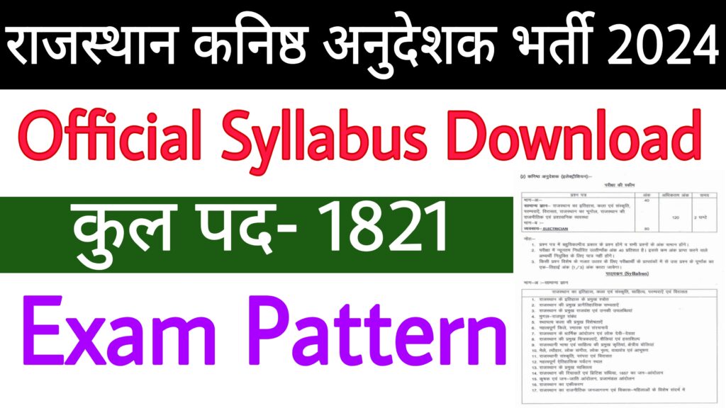 Rajasthan Junior Instructor Syllabus 2024