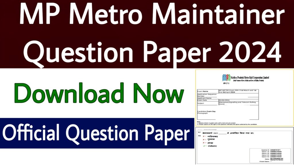 MP Metro Maintainer Question Paper 2024